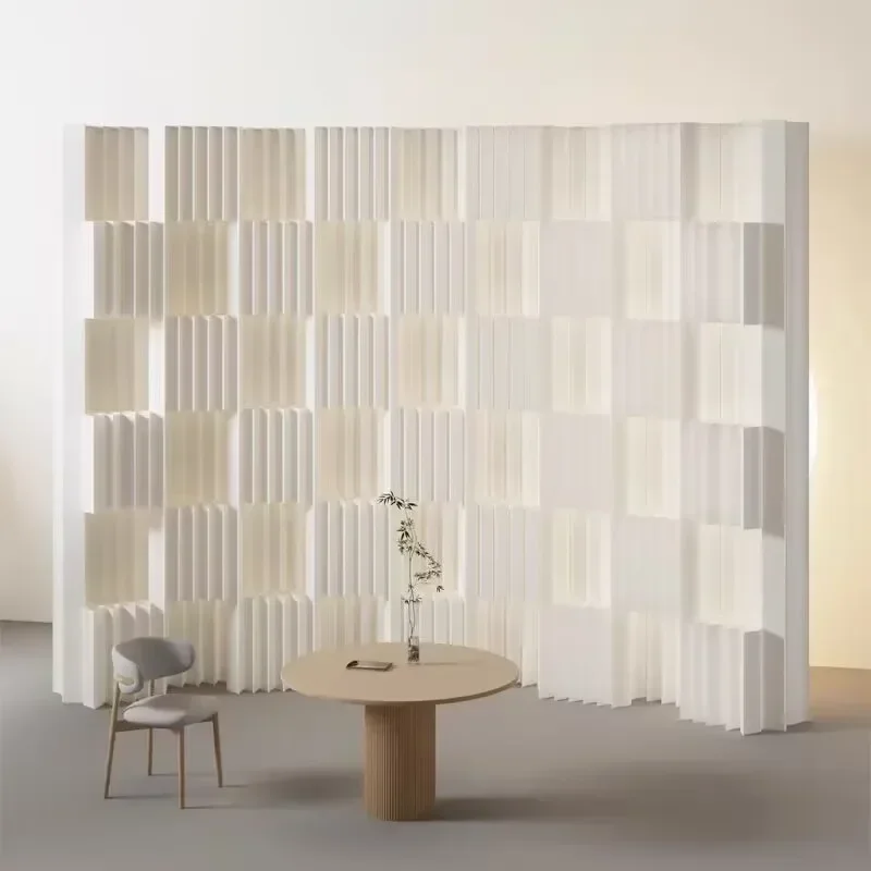 Home Decor White Organ Paper Wall Screen Room Dividers Office Partition Removable Folding Baffle