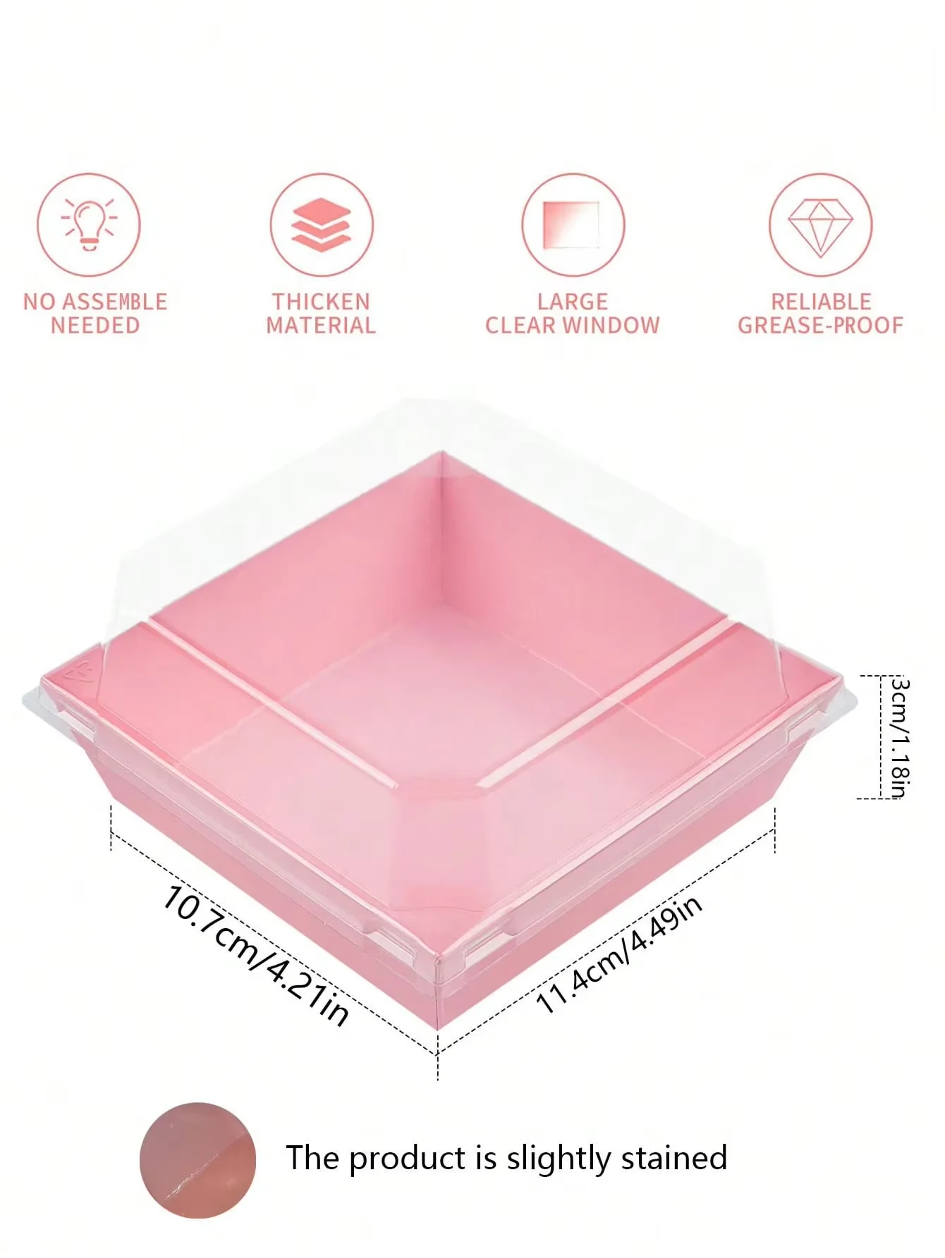 20 Dessertboxen mit transparenten Deckeln, Backboxen für gekochte Lebensmittel, ölbeständiges Kraftpapier, Backbox aus weißem und rosa Kraftpapier