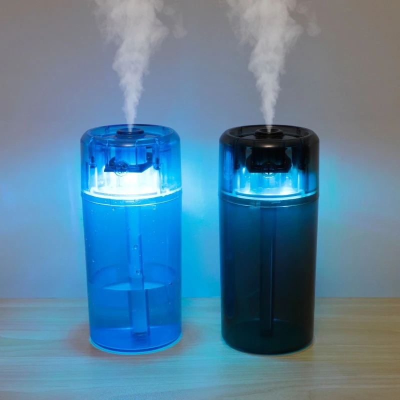 Transparent Air Humidifier Mini Car Air Freshener 380ML Household Office Heavy Fog Sprayer Ultrasonic Mist Maker with LED Light 2022 spe hydrogen rich water generator absorb pem ionizer bottle with breath h2 gas self cleaning mode 380ml inhalation machine