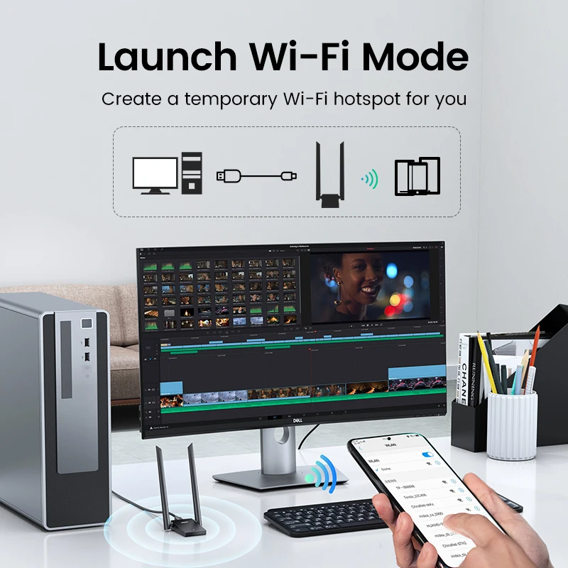 Ugreen-adaptador Usb Wifi de Antena Dupla Receptor Ethernet Rede Ax1800 Usb 3.0 5g 2.4g Compatível com pc Laptop Rede - Imagem 4