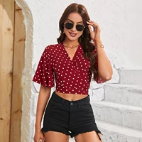 Martha Polka Dot Ruffled Sleeves Retro Top 5