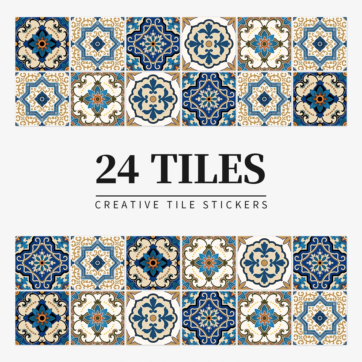 24PCS European Style Wall Art Wallpaper Self-Adhesive Waterproof Tile Room Decoration Kitchen Bathroom Crystal PVC Wall Sticker wall stickers