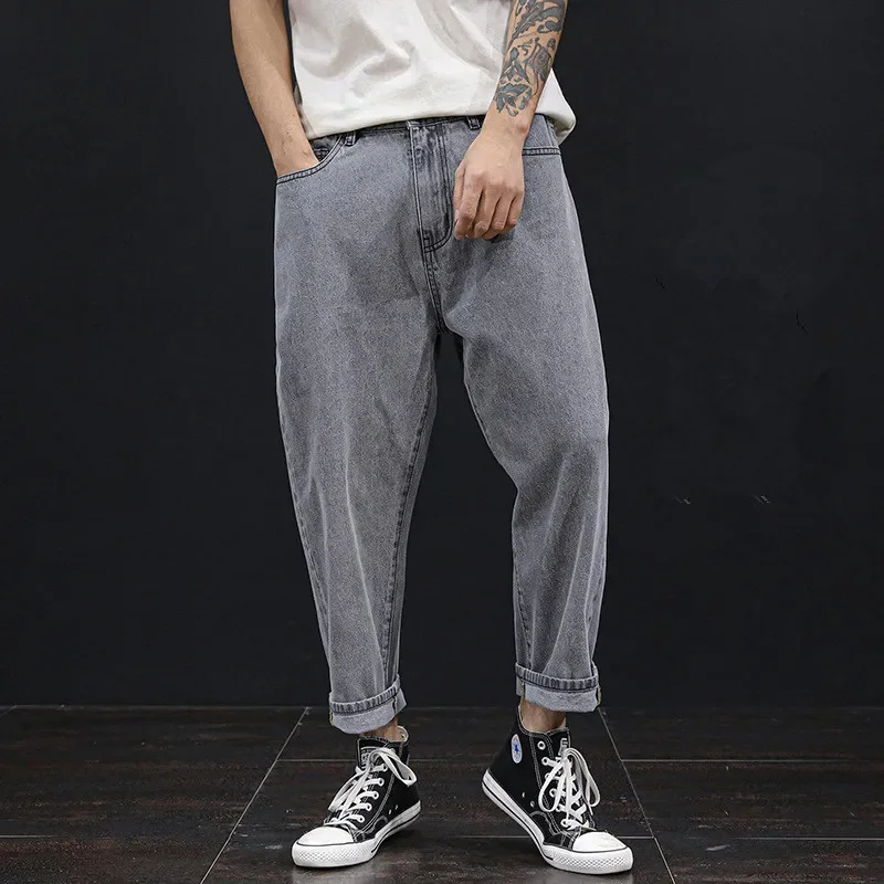 

Baggy Jeans Men Clothing Loose Plus Size Denim Pants Mens Oversized Blue Wide Leg Jean Large 42 44 46 48 Man Fashion Trousers