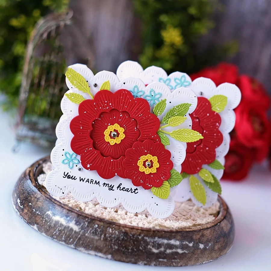 가리비 테두리 스티치 노트 카드 사각형 프레임 커팅 다이 스크랩북 카드 만들기 DIY 종이 공예 금속 스텐실 서프라이즈 생성