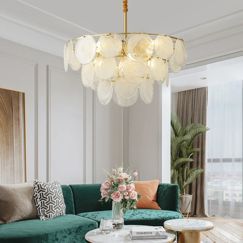 

Postmodern light luxury all copper living room pendant lamp Nordic minimalist study lamp French restaurant cloud lamp