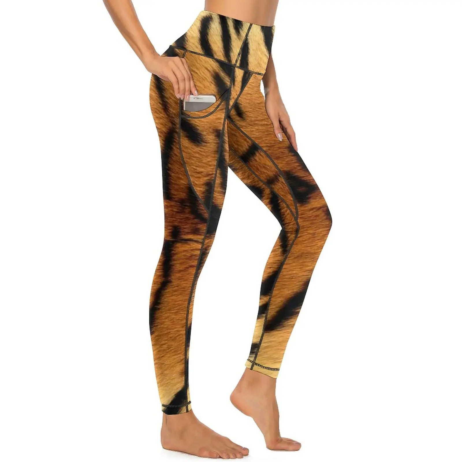 

Tiger Skin Print Leggings Sexy Animal Pattern Push Up Yoga Pants Retro Stretchy Leggins Lady Design Workout Gym Sport Legging