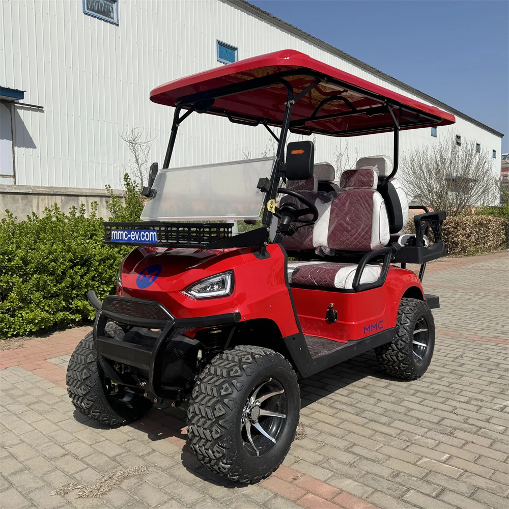 New Design 4 Seater 60V 72V Lithium Battery Golf Carts Red Golf Carts 4KW 5KW 7.5 KW AC Motor Electric