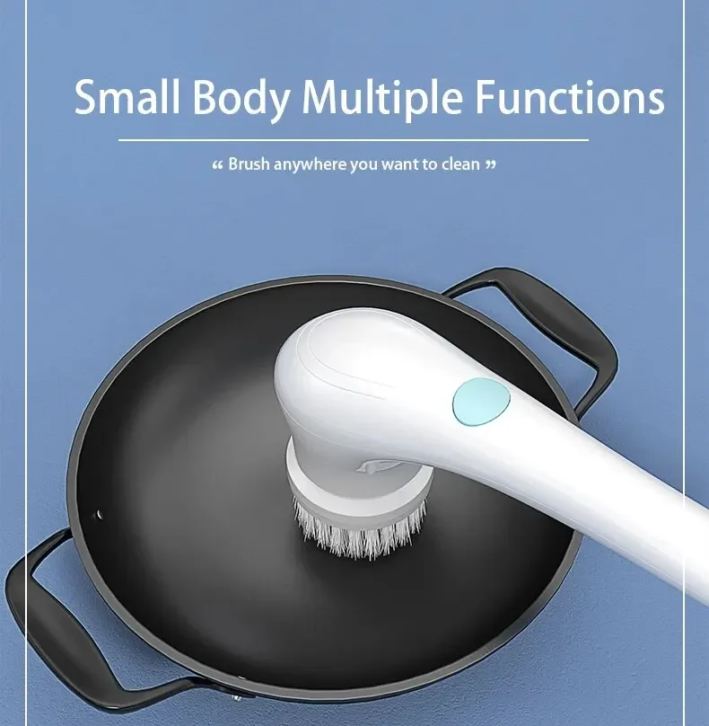Powerful Wireless Cleaning Brush USB Rechargeable 5 Heads Effortless Scrub