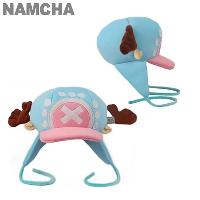 Cosplay Hat Cute Tony Tony Chopper Cap Plush Anime Cotton Kawaii Blue Cartoon Comfortable Soft Unisex Character Dress Up Party Cosplay Hat