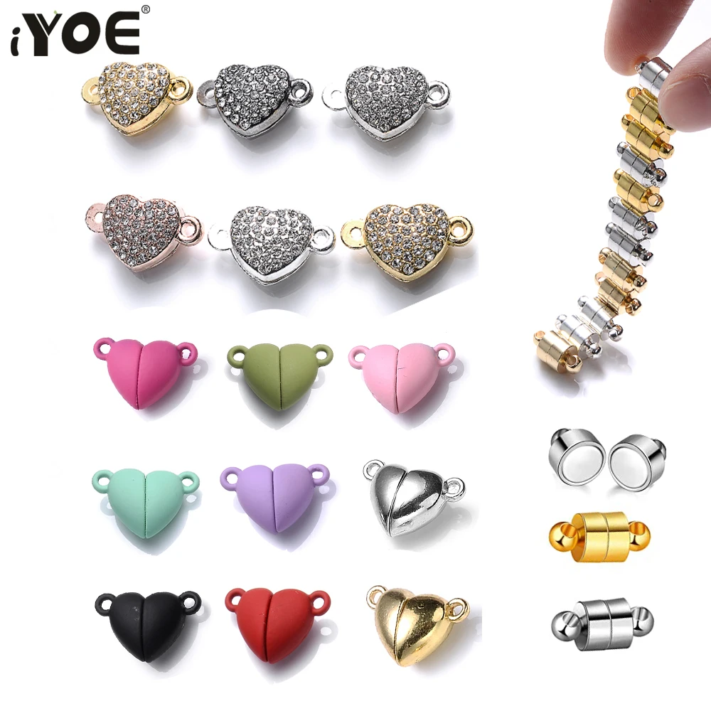 iYOE 5pairs/Lot Metal Crystal Round Clasps Charms Heart Charms