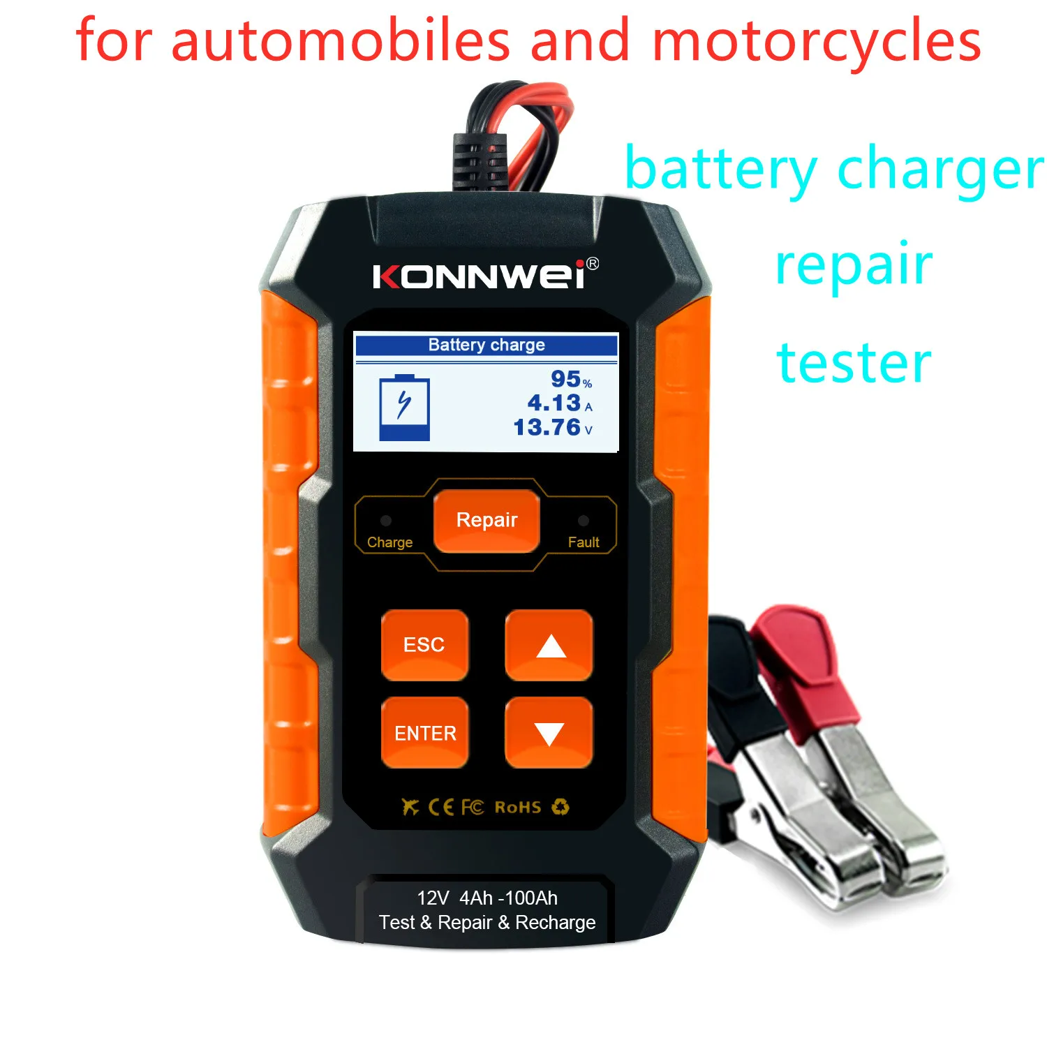 KW520 KONNWEI 10A Automobile battery charger repair tester three in one