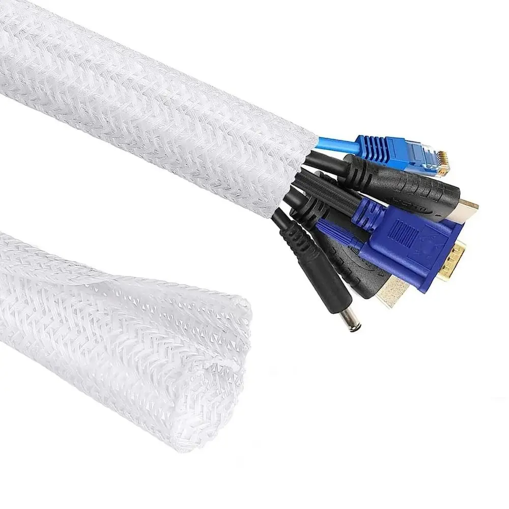 Cable Protector Cable Wire Protector Protective Sleeve PET Braid Sleeves PET Cable Tidy Sleeve Self Closing Cuttable Size Cable Organiser Expandable Wire Protector