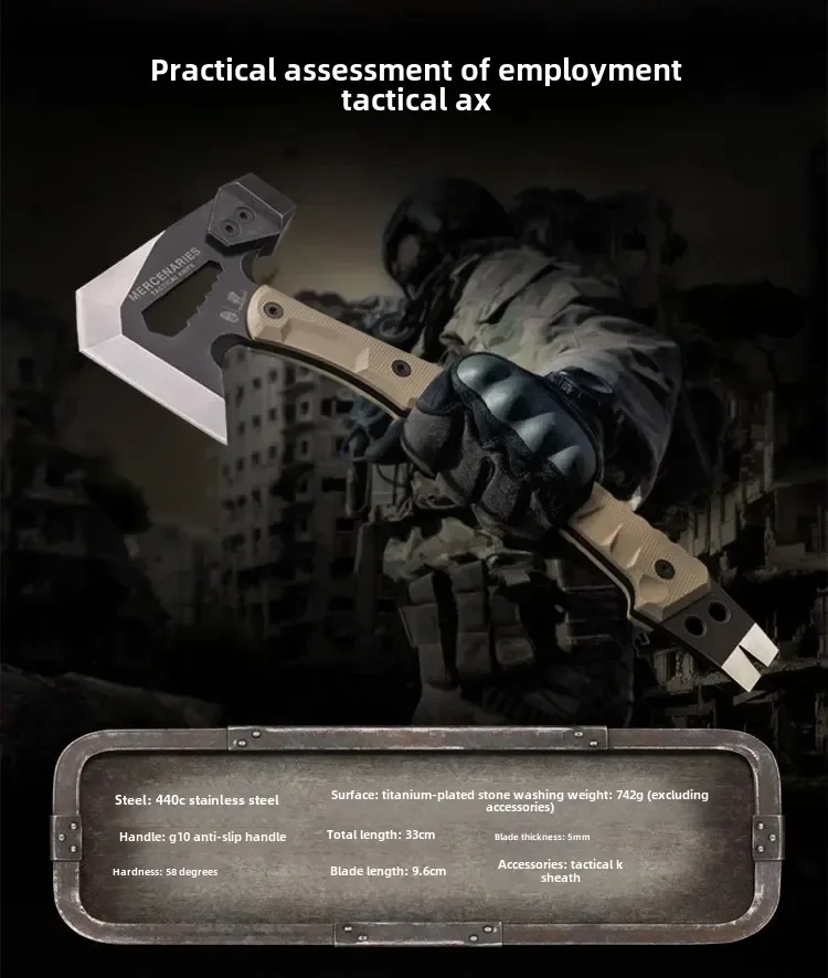 Description Picture 5 of item2025 HX Tactical Engineer Axe Rescue Camp Artillery Fire Rescue Axe Hammer survival firefighter camping supplies axe tomahawk