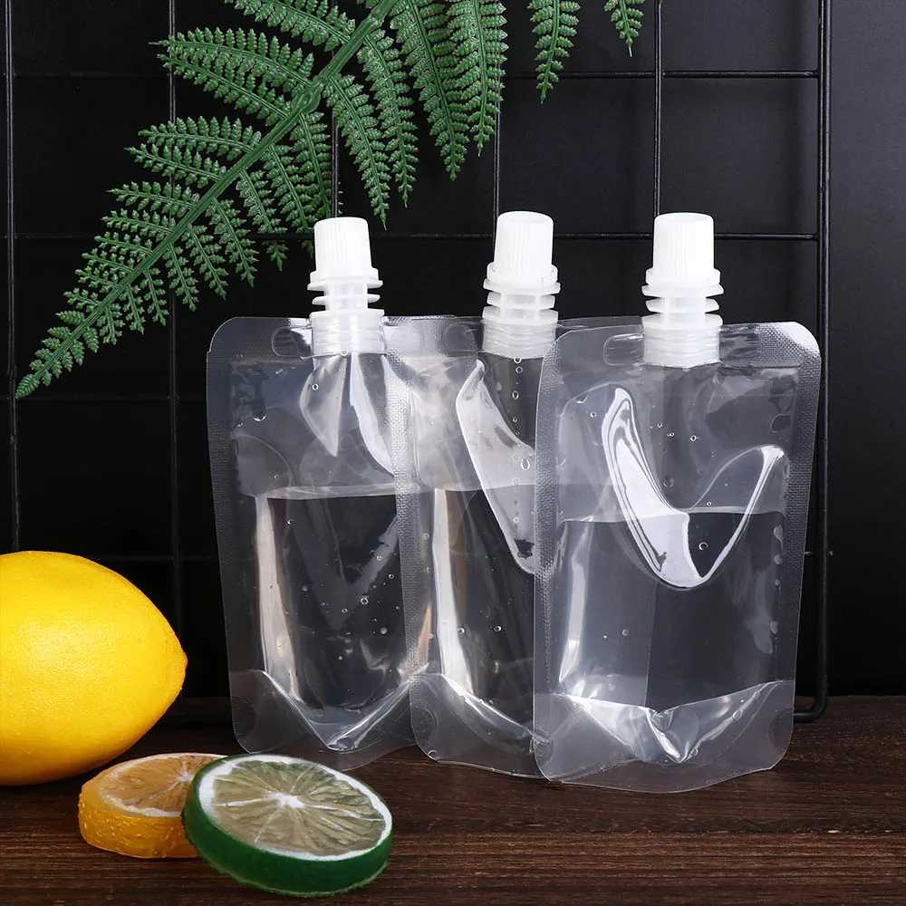 100ml-500ml Travel Drink Spout Pouches Transparent Plastic Bags Sealed Juice Storage Beverage Ice Cold Drink Pouch 10pcs Plastic Food Storage Bags