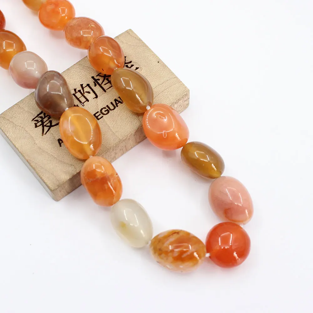 APDGG 11x15mm Natural Red Agate Carnelian Smooth Nugget Freeform Oval Loose Beads 15.5