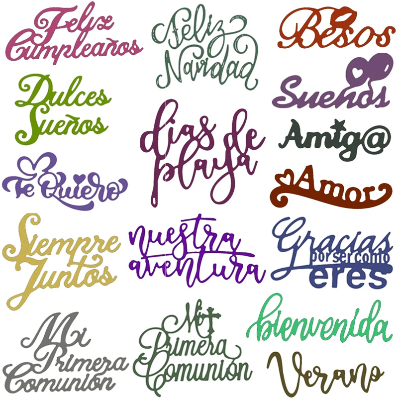 Spanish Word Cutting Dies Portuguese Happy Birthday Diecut For