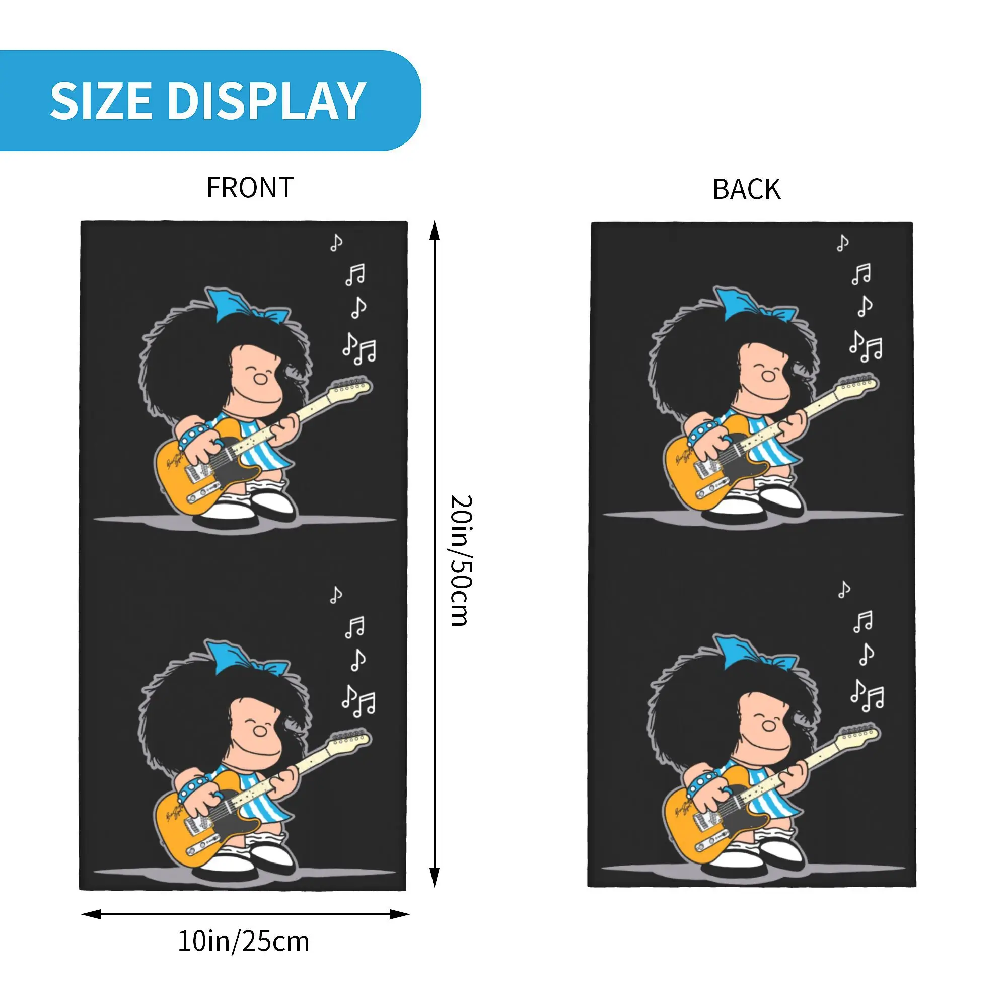 Mafalda Quino Comics Neck Gaiter Women Men UV Protection Winter Classic Cartoon Manga Bandana Scarf for Ski