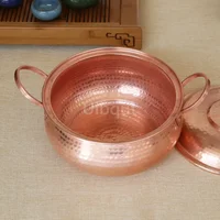 Casserole pure faite à la main en cuivre violet avec marmite à ragoût de cuisine épaisse avec couvercle, marmite à nouilles instantanées, marmite à soupe de grande capacité 3