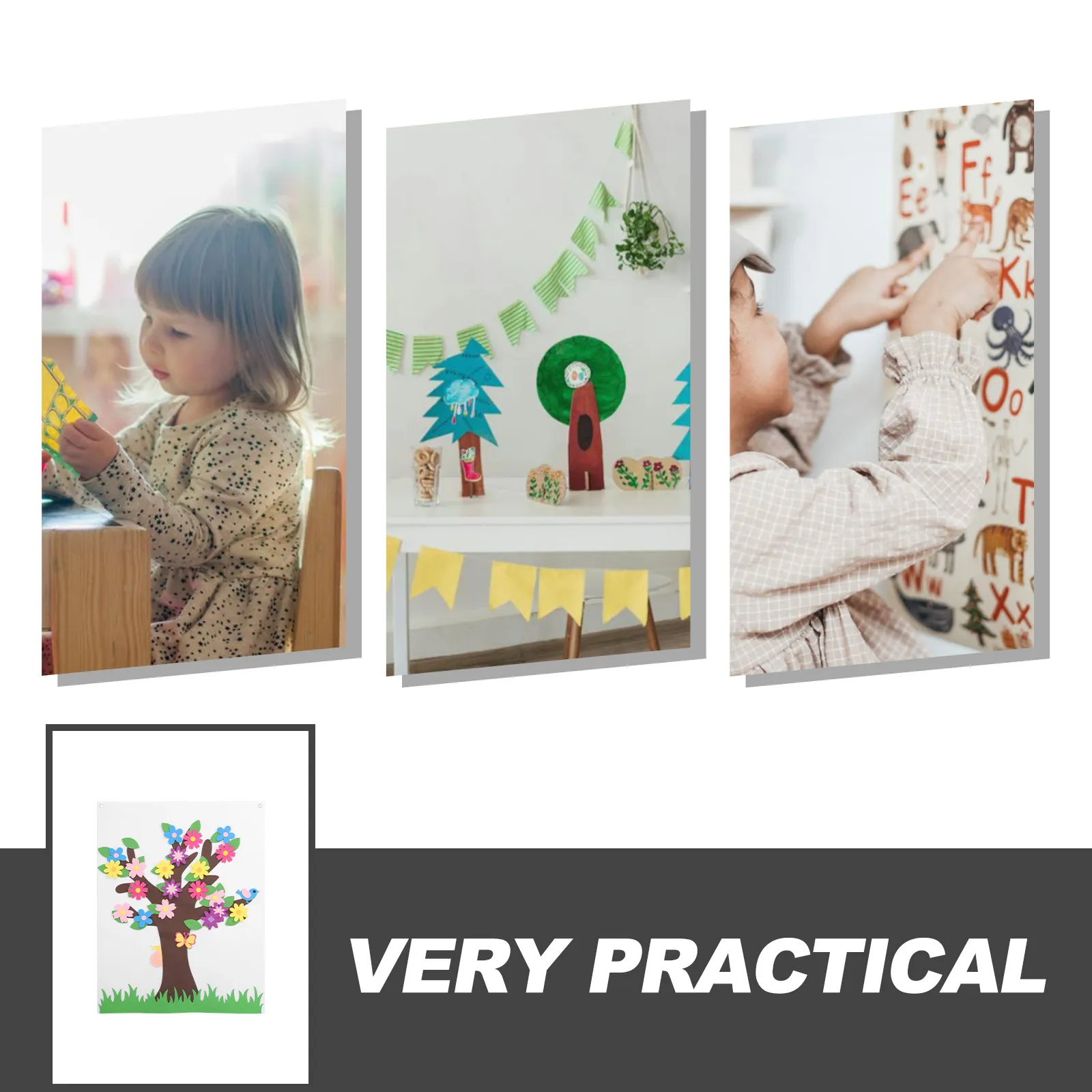 1 세트 어린이 펠트 DIY 스토리 보드 꽃 나무 창의적인 벽 활동 유치원 소품 교육용 스크린 프리 엔터테인먼트