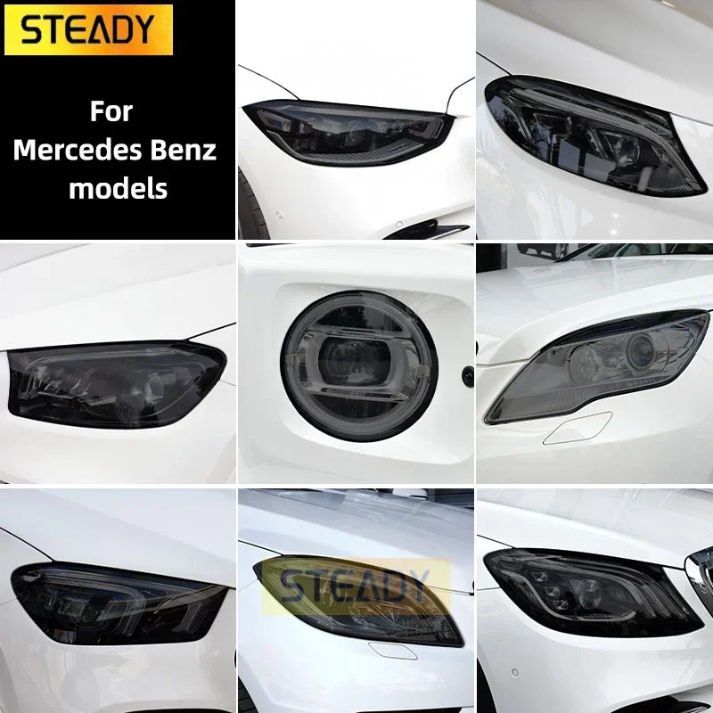 

2 шт. Дымчатая Черная защитная пленка из ТПУ для автомобильных фар Mercedes Benz W222 W223 W166 C292 W167 W464 X166 X204 X167 W447