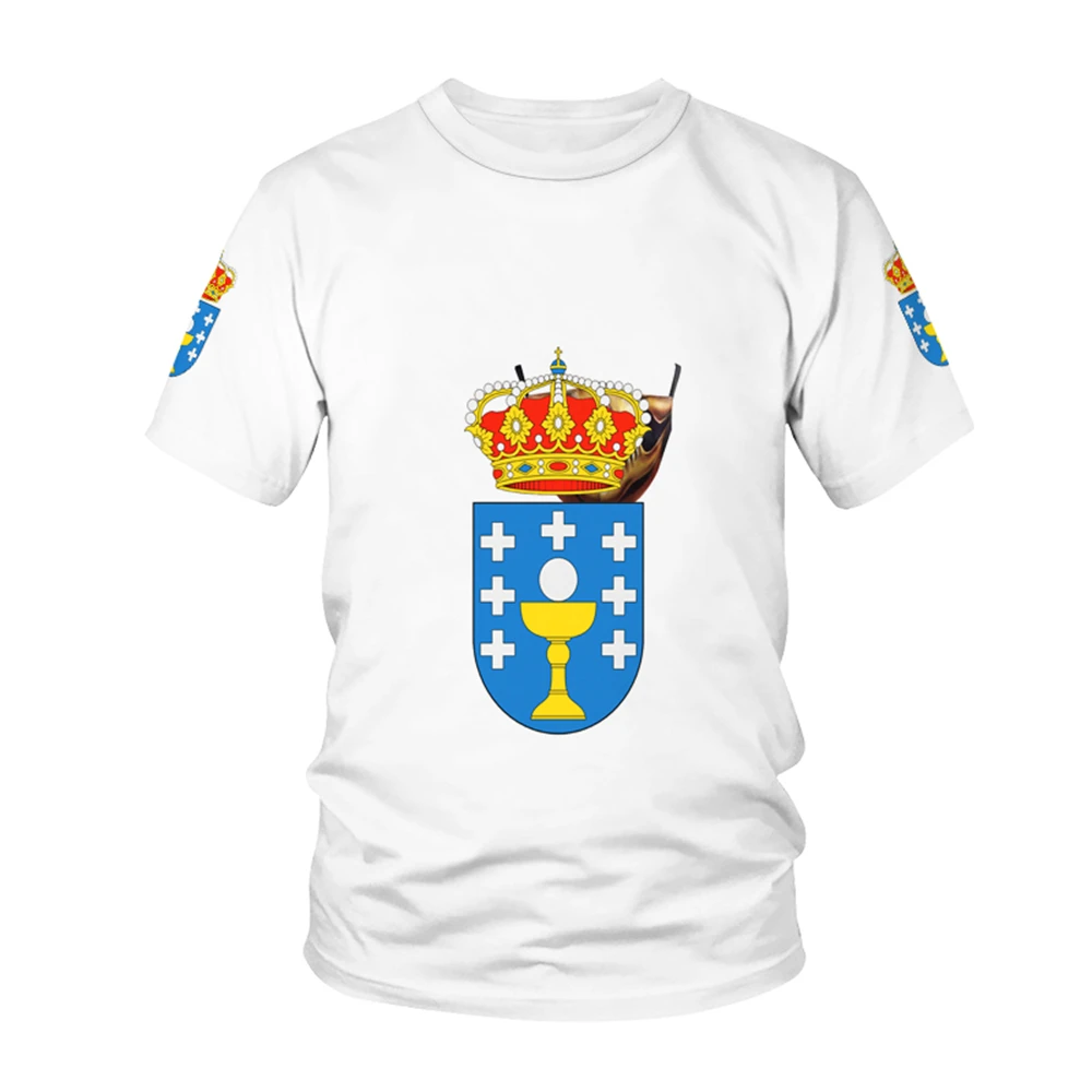 

Galicia (Spain) National Flag Pattern Same Style T-shirt For Men Hot New Summer Women Short-sleeved T-shirt Top Shirt Children3D