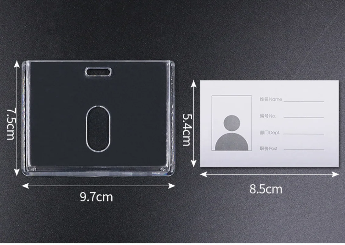 Acrylic Working Permit Case Finger Pull Push Style ID Tag Name Badge Holder Employee's Pass Work Card Holder Case badge holder retractable id tag work permit card set