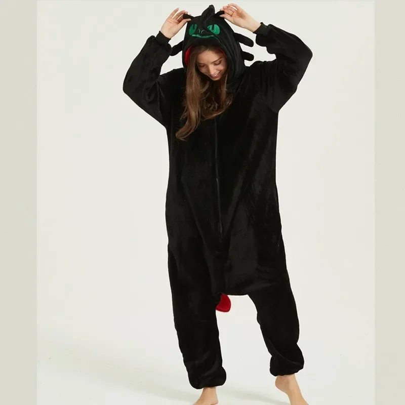 Flannel Cartoon Conjoined Animal Pajamas Tamed Dragon White Dragon Thickened Home Clothes Stitch Pajama Adult Costume Cosplay kigurumi pajamas onesies flannel pajamas onesies cosplay pajamas onesies