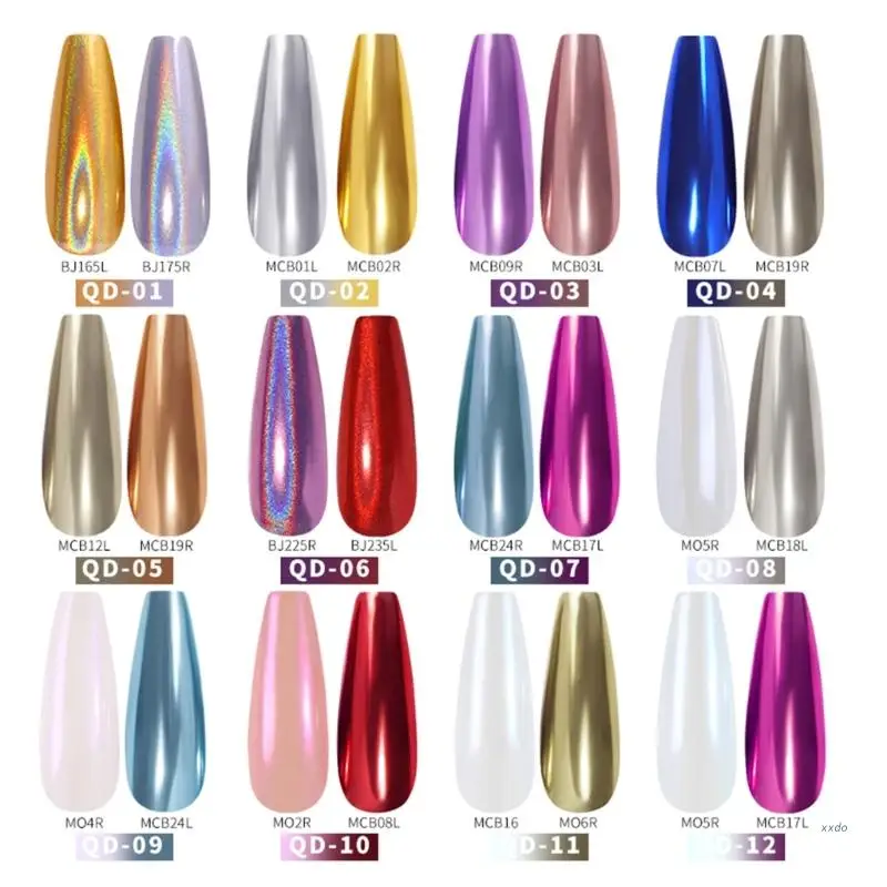 

Chrome Nail Powder Pen Metallic Mirror Effect Air Cushion Nail Glitter Manicure Pigments for Gel Polish Nail Art Decor