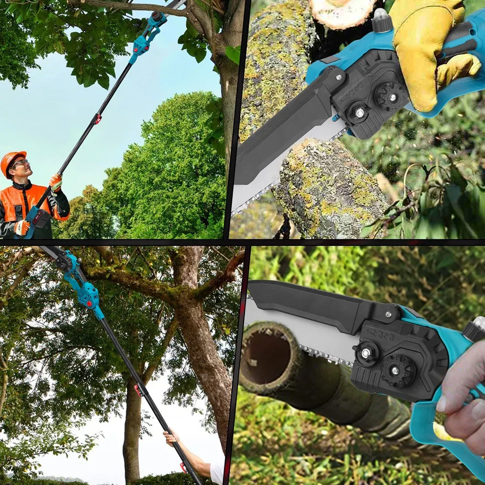 Brushless 8Inch Telescoping Pole Electric Chainsaw Oil Device High Branch Saw Garden Pruning Power Tool For Makita Battery Pin