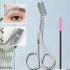 Stainless Steel Eyebrow Scissors With Eyebrow Comb High Quality Makeup Scissors Eyebrow Trimming Knife Hair Remover Shaver Tool 2