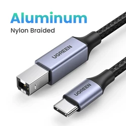 Premium USB-C to USB Type-B 2.0 Printer & Scanner Cable - 1m (Aluminum Grey)