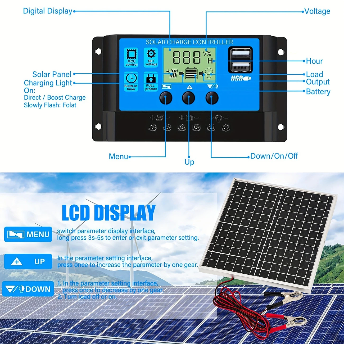 Kit Solare Portatile da Esterno con Pannello Solare Monocristallino da 12W con Telaio in Alluminio e Regolatore Solare da 12V per Camper, Escursionismo e Campeggio - Image 4