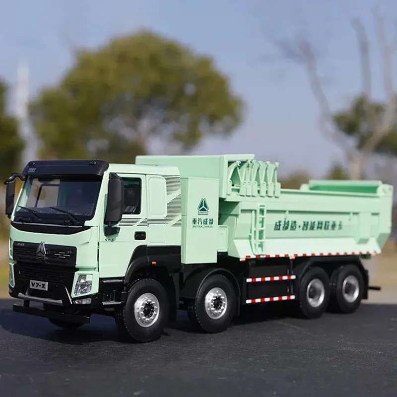 Diecast 1:24 Scale Sinotruk V7-X New Energy Muck Truck Dump Alloy Engineering Truck Model Collection Display Souvenir