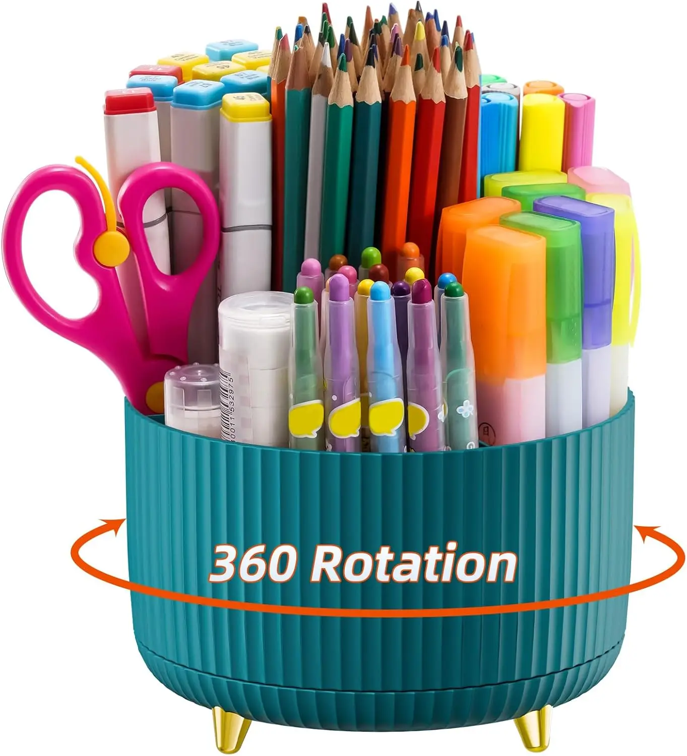5 Compartments 360-Degree Rotating Pen Holder, Multi-Purpose Desk Organizer Caddy, Desktop Storage for Office Home & Art Supplie 1