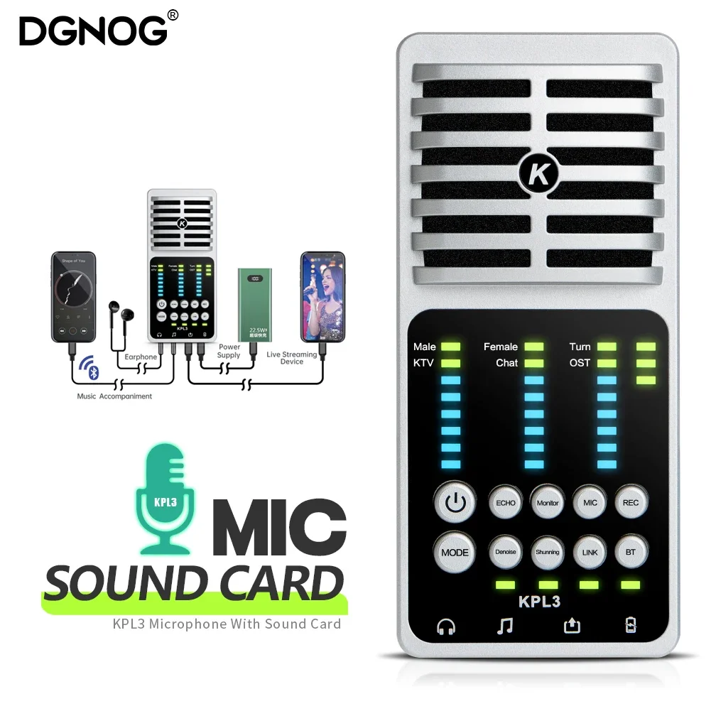 USB Audio Interface Sound Card With Condenser Microphone For Live Broadcast Phone/PC Recording Guitar Studio Singing audio interface