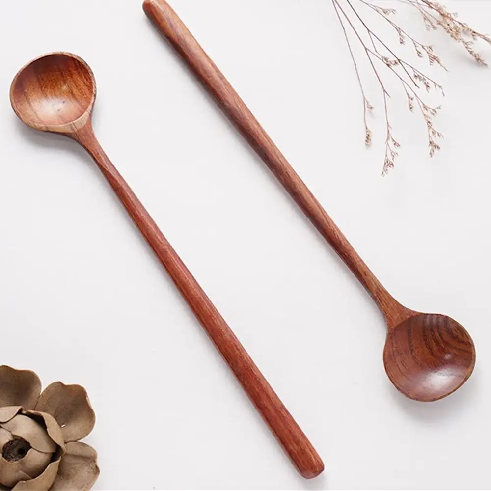 

Dessert Home Living Long Handle Porridge Natural Solid Wood Soup Scoops Tea Spoons Wooden Spoon Tableware