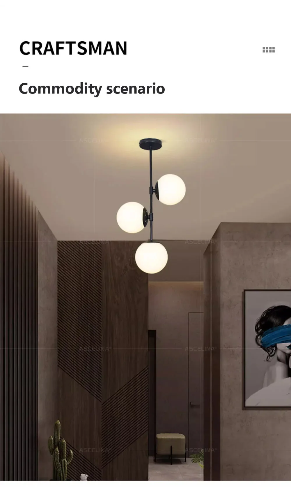 Description Picture 4 of itemNordic Multi Head Glass Ceiling Light For Cloakroom Balcony Corridor Aisle Light Entryway Light Living Room Home Decor Luminaire