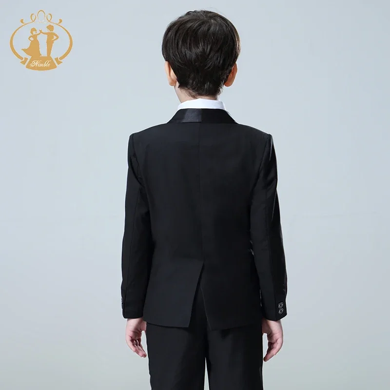 Spring Autumn Formal Boys Suits Weddings Children Party Host Costume Black Blazer Vest Pants Clothing