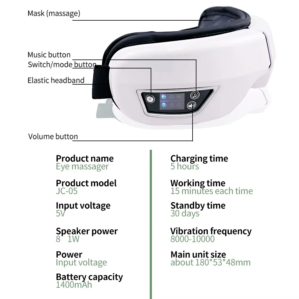 مدلك العين الذكية قابلة للطي الاهتزاز وسادة هوائية...