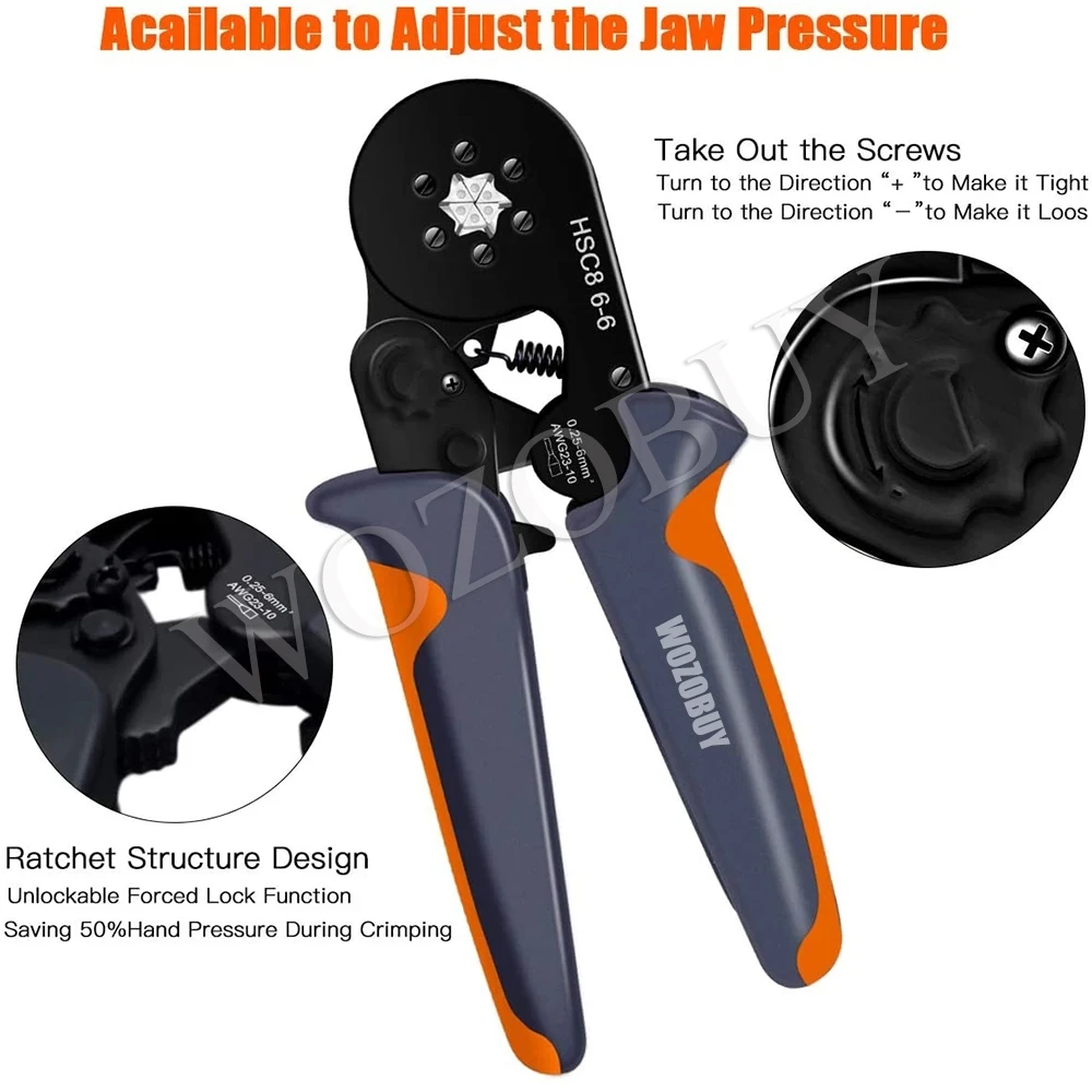 Tube Terminal Crimping Tools Ferrule Crimping Pliers HSC8 6-4 0.25-10mm² 23-7AWG 6-6 0.25-6mm² Electrician Clamp Sets Wire Tips
