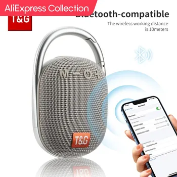 AliExpress 컬렉션 스피커 TG321 휴대용 블루투스 스피커, TWS 야외 미니 뮤직박스 오디오 LED 조명, 서브우퍼 지지대