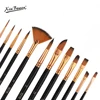 12 PCS Nylon Bristle Brush Set, Nylon Flat Brushes, Watercolor Brushes, Oil Paint, Artists, Amateur Acrylic Painting 2