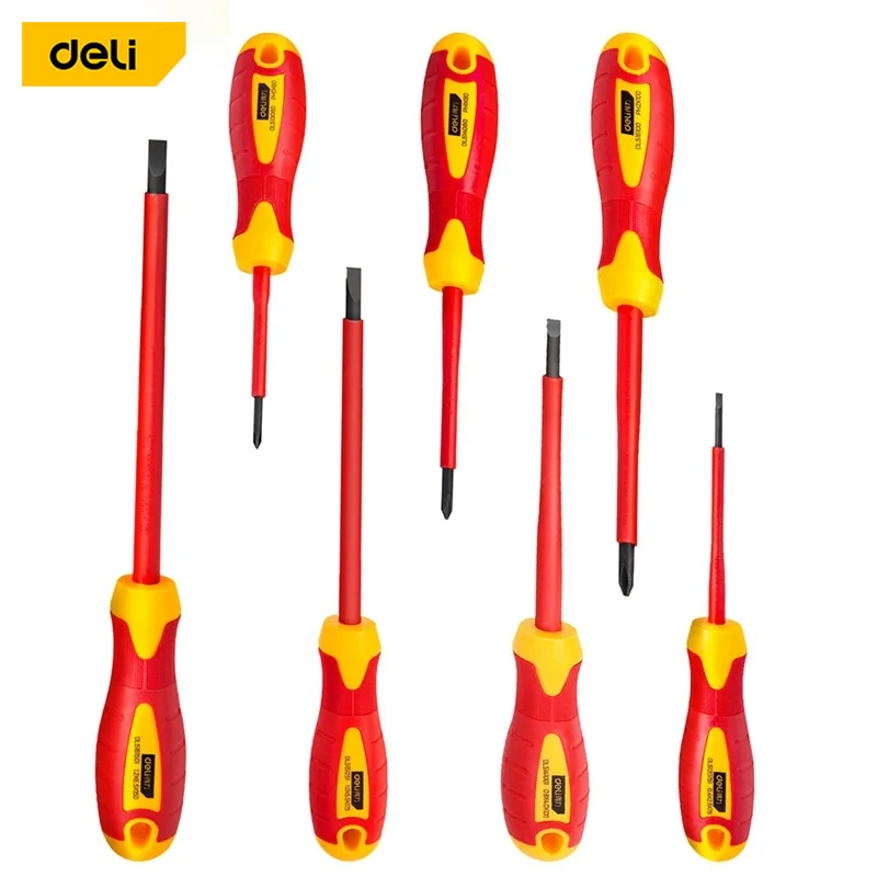 

DELI Insulated Phillips Slotted Screwdriver 1000V Electrician Screwdrivers Repair Tool Screw Driver Hand Tool with Magnetic Tip