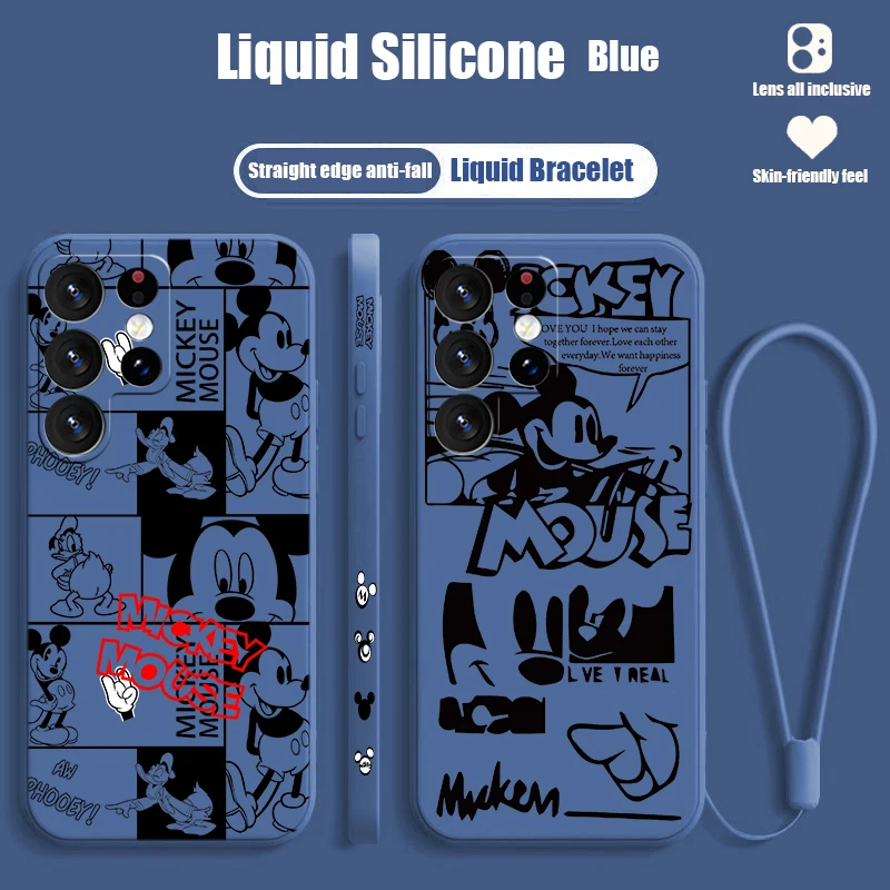 Śliczne Anime Disney Mickey Mouse Samsung S24 S23 S22 S21 S20 Fe S10 Note 20 10 Ultra Lite Plus Etui Na Telefon Z Płynną Lewą Liną
