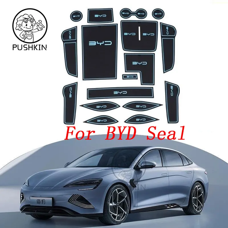 FOR BYD Seal U ATTO 4 2023 2024 Rubber Mat Door Groove  Anti-slip Cup Cushion Gate Slot Coaster Dust-proof Car Accessories