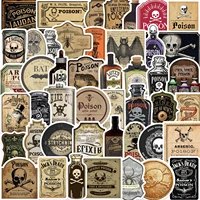 50pcs Halloween Retro Horror Gothic Witch Sticker, Graffiti Poster, Vintage Decals, DIY Scrapbook, Laptop Toys 1