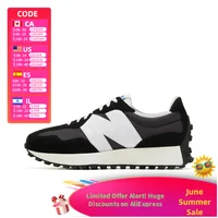 New Balance NB 327 Retro Chaussures de course décontractées basses confortables, durables et respirantes en noir et blanc (unisexe) MS327LB1 1