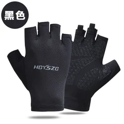 Summer Anti-Slip Fingerless Fishing and Cycling Gloves - M (Black)