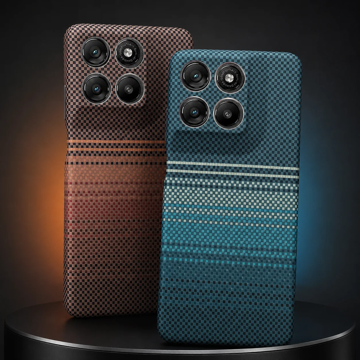 Luxury Kevlar Striped Back Cover with Wireless Charging Support