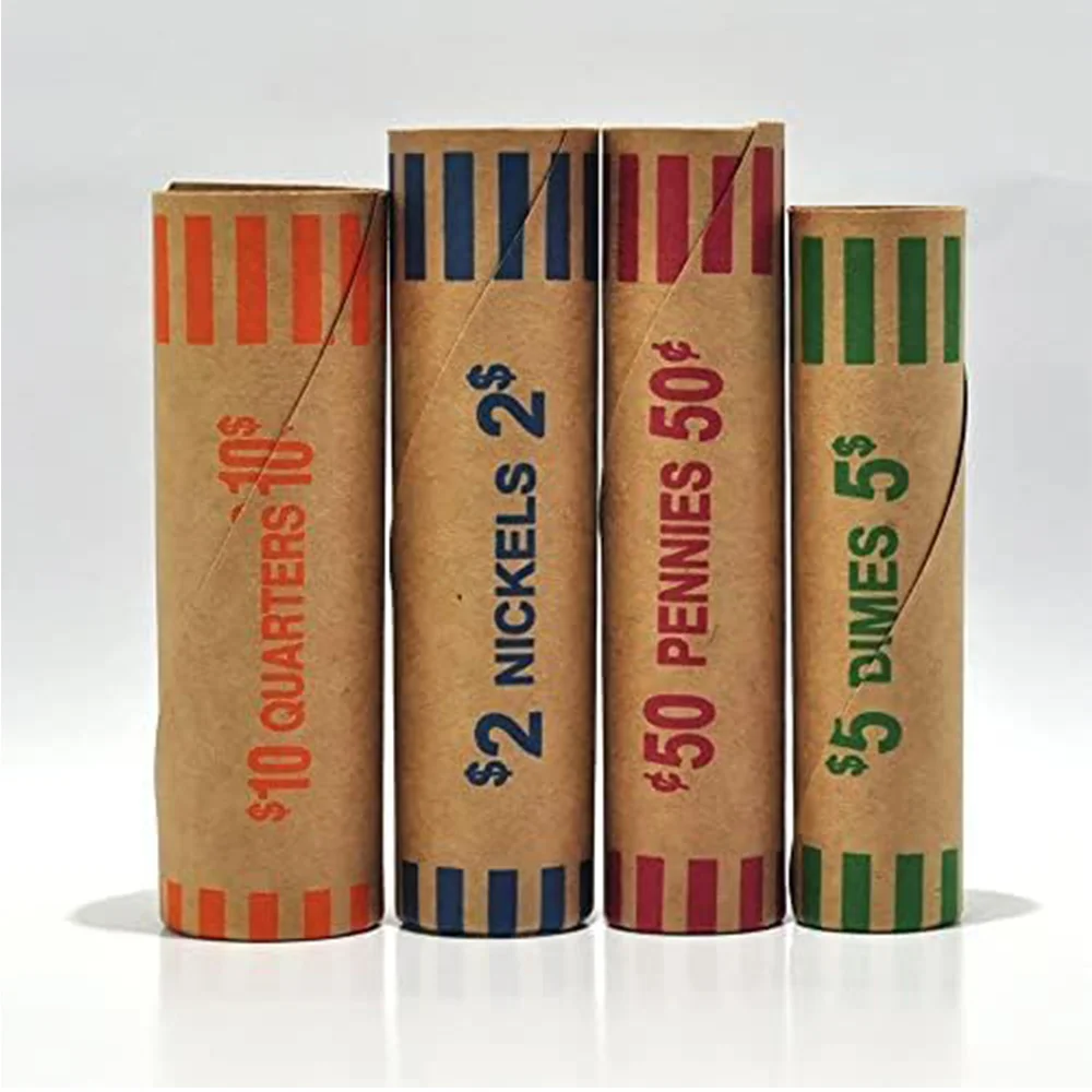 NATURALABEL Striped Coin Wrappers Rolls Penny/ Nickel/ Dime/ Quarter 64 Pieces